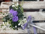Grabschmuck, Allerheiligengesteck, Stab HERZ FH0018 - Weidenherz weiß flieder