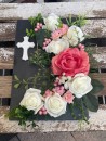 Grabschmuck, Allerheiligengesteck, Kreuz FH0025 - Schieferplatte