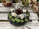 Grabschmuck, Allerheiligengesteck, Kranz FH0037 - grau, schwarz, weiß - Engel
