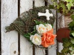 Grabschmuck, Allerheiligengesteck, Herz FH0042 - weiß & orange - Kreuz