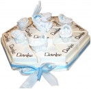 hellblaue Gastgeschenke Torte zur Geburt Taufe Junge GG0057