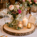 Vermietung große ovale Baumscheibe 3 x 32 x 22,5 cm Tischdekoration zur Hochzeit / 2,00 €
