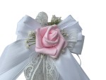 Kirchenschmuck Kirchbankschleife Stuhlschleife Hochzeit KS0024 weiss - rosa / Vintage - BOHO