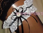 Strumpfband Hochzeit Fasching weiß schwarz SB010