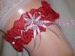 Strumpfband Hochzeit Fasching rot weiß SB028