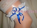 Strumpfband Hochzeit Fasching weiß blau SB047