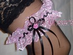 Strumpfband Hochzeit Fasching rosa schwarz SB055