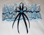 Strumpfband Hochzeit Fasching hellblau schwarz SB058