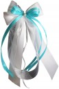 Antennenschleifen " Xenia " zur Hochzeit SCH0140 im 10er Set - weiß, türkis