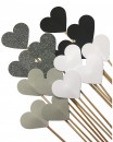 50 Steckherzen zur Hochzeit Dekoration SH001 - schwarz, grau, silber, weiß