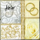 20 Servietten zur Hochzeit Ringe Rose SV0005