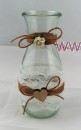 2 x Karaffe Windlicht Vase Hochzeit Tischdeko Herz Spitze Vintage Taufe Jute Kerzenhalter TD0075