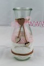 2 x Karaffe Windlicht Vase Hochzeit Tischdeko Herz Spitze Vintage Taufe Jute Kerzenhalter TD0076