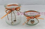 2 x Windlicht Vase Hochzeit Tischdeko Herz Spitze Vintage Taufe Kommunion Kerzenhalter TD0080 aprikot