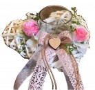 schöne Hochzeitsdeko Vintage Windlicht Herz TD0098 - rosa