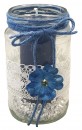 Windlichter zur Hochzeit mit Spitze TD0125 - 5 Stück Tischdekoration im Vintage Style mit Kerze - blau