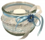 Windlichter zur Hochzeit mit Spitze TD0127 - 5 Stück Tischdekoration im Vintage Style mit Kerze - hellblau