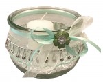 Windlichter zur Hochzeit mit Spitze TD0128 - 5 Stück Tischdekoration im Vintage Style mit Kerze - mintgrün