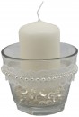 SET : 3 Kerzen & 3 Gläser Tischdekoration Hochzeit Taufe Kommunion Vintage Spitze VK011
