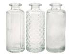 Vermietung 3-tlg. Vasen Set geriffelt aus Glas zur Hochzeit - 13,5 cm / 2,70 €