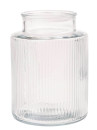 Vermietung größere Vase geriffelt aus Glas zur Hochzeit - Ø13x18cm / 2,70 €
