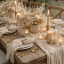 Vermietung von Musselin Stoff Tischläufer ca. 300 cm x 40 cm - Farbe ivory / 5,50 €