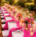 Serviette Musselin-Stoff 40 cm x 40 cm - SERpink - Farbe pink